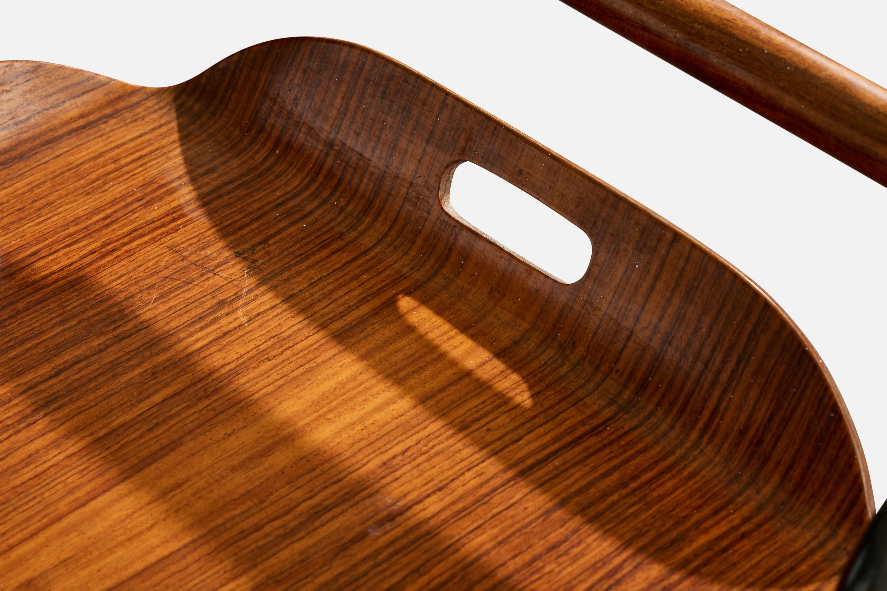 Designer italien, chariot de service, teck, métal, Italie, années 1950 en vente 2