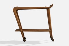 Italian Designer, Serving Cart, Wood, Brass, Italy, 1950s