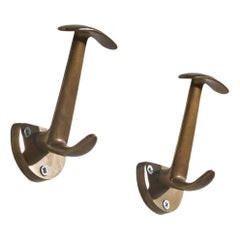 Italian Designer, Set of Coat Hangers, Brass, Italy, 1940s