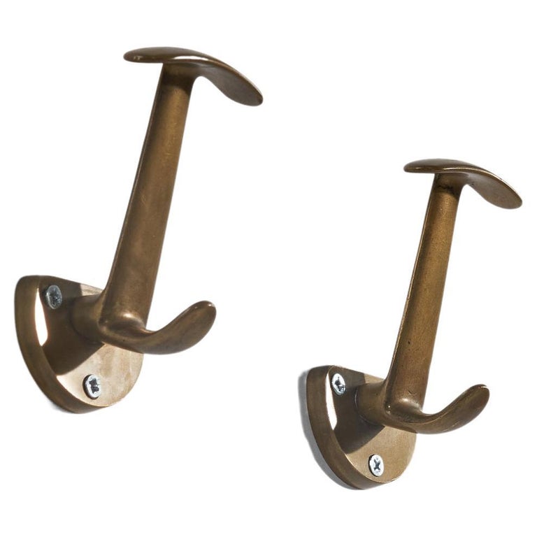 Italian Designer, Set of Coat Hangers, Brass, Italy, 1940s For Sale at