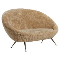 Diseñador italiano, Sillón, Piel, Latón, Italia, Años 50