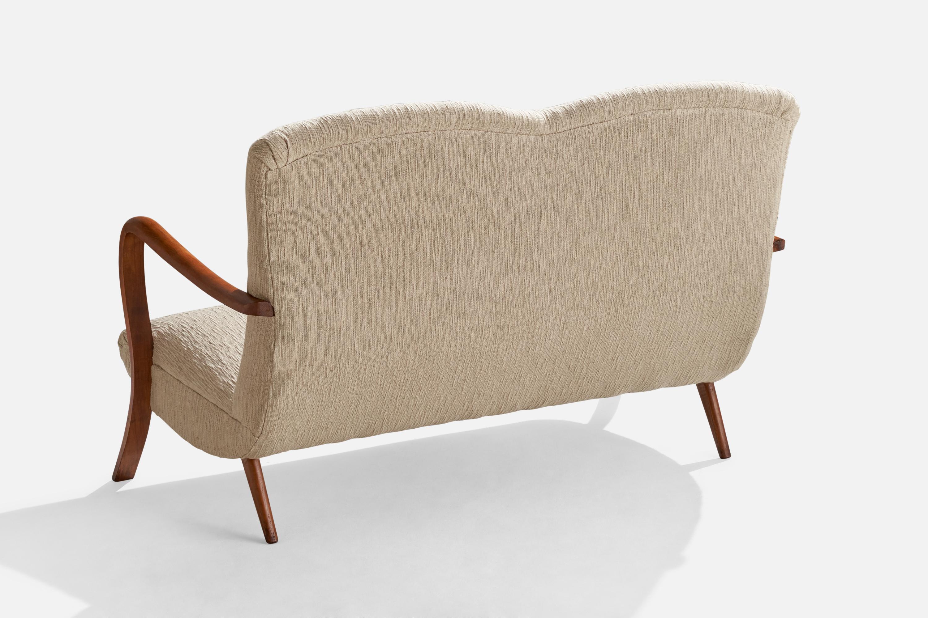 Mid-Century Modern Créateur italien, banquette, bois, tissu, Italie, années 1940 en vente