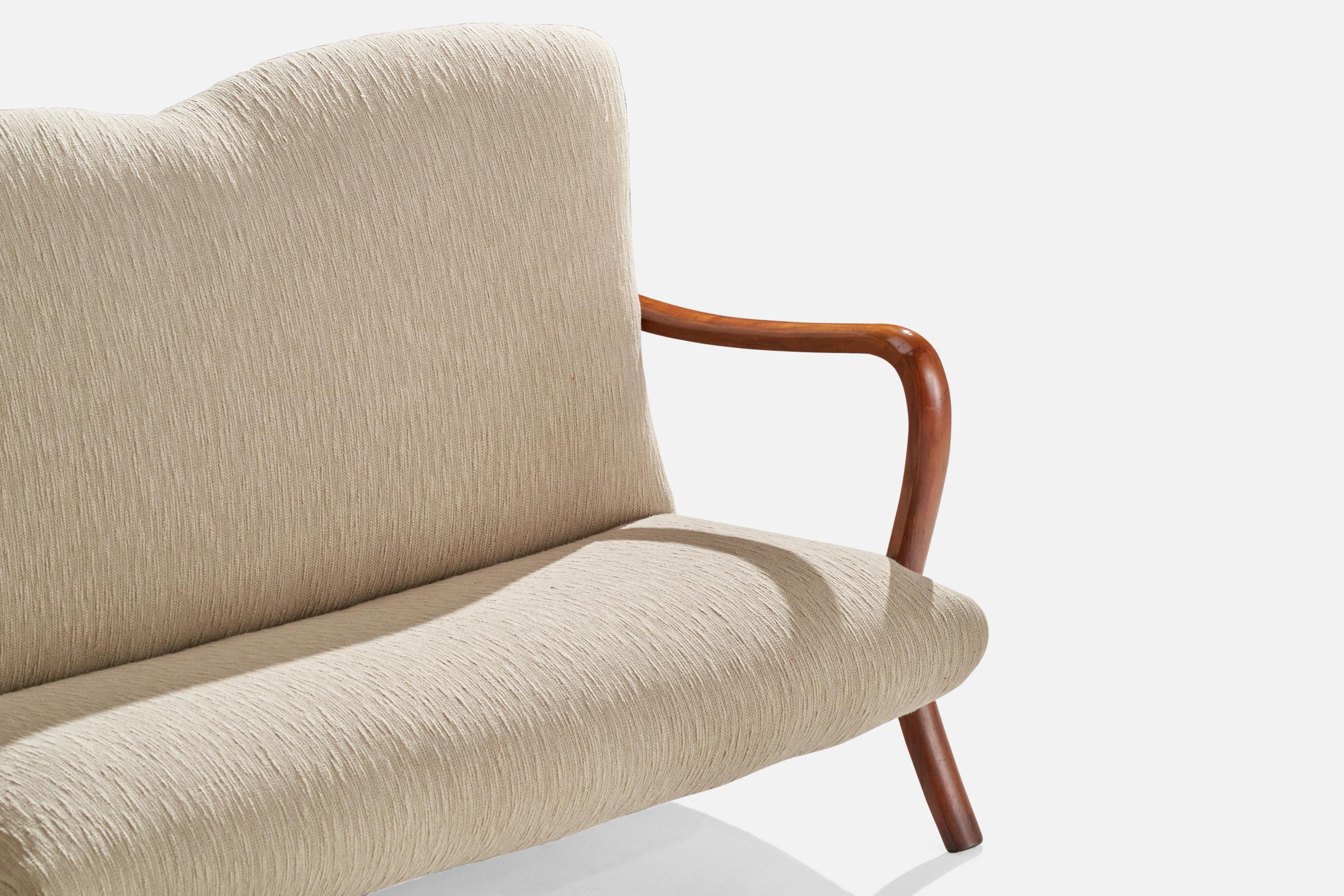 Tissu Créateur italien, banquette, bois, tissu, Italie, années 1940 en vente
