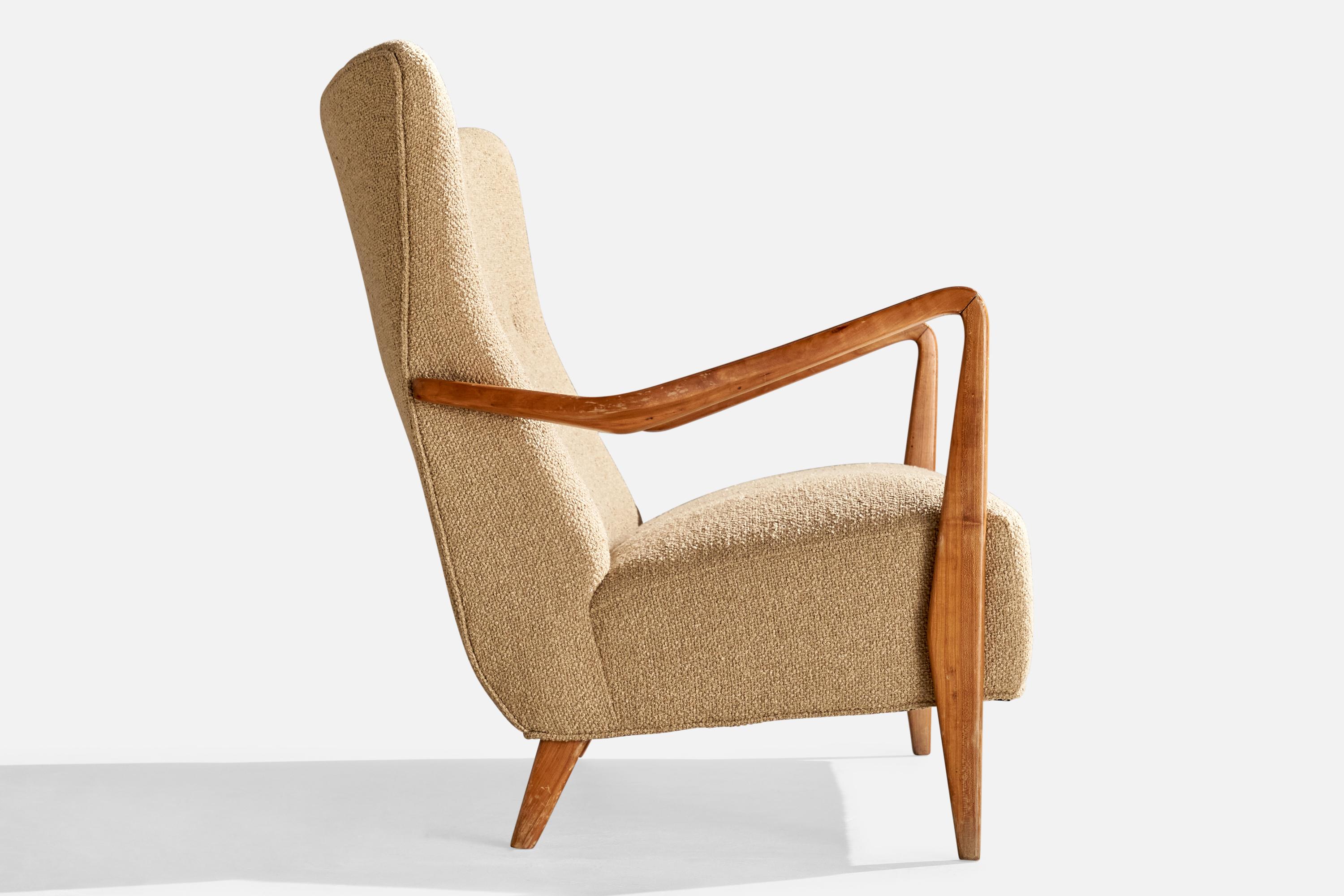 Mid-Century moderno Designer italiano, divano, legno, tessuto, Italia, anni '1950 in vendita