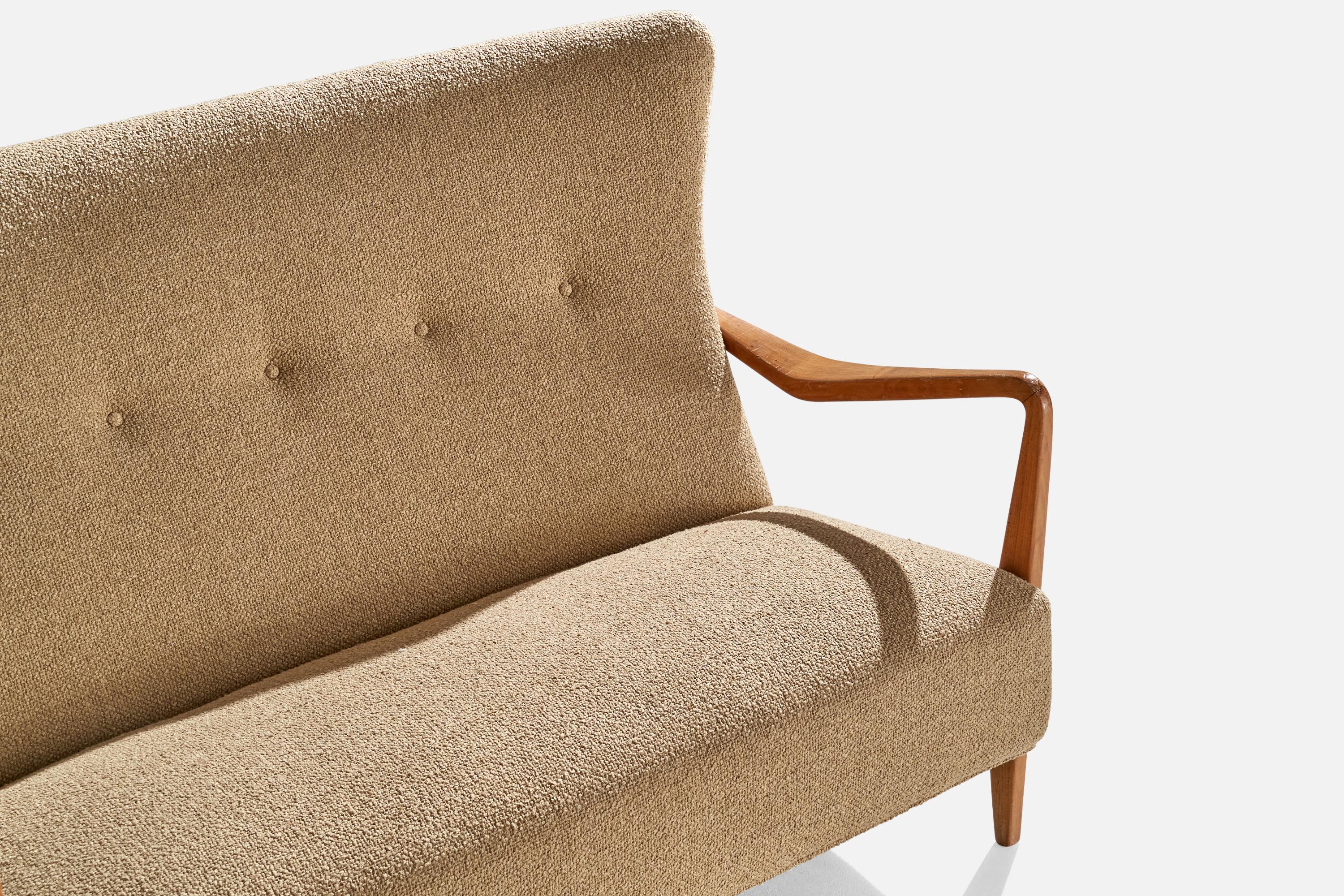 Italiano Designer italiano, divano, legno, tessuto, Italia, anni '1950 in vendita