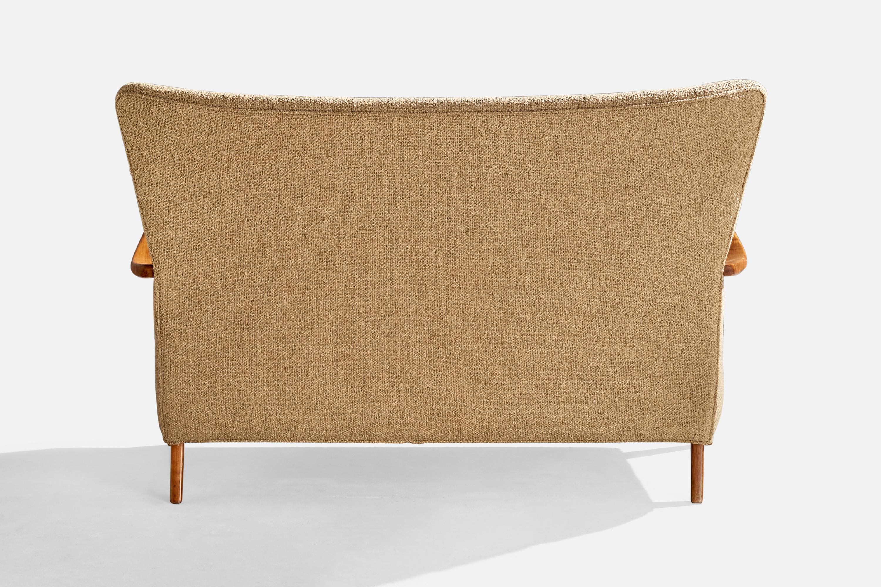 Tessuto Designer italiano, divano, legno, tessuto, Italia, anni '1950 in vendita