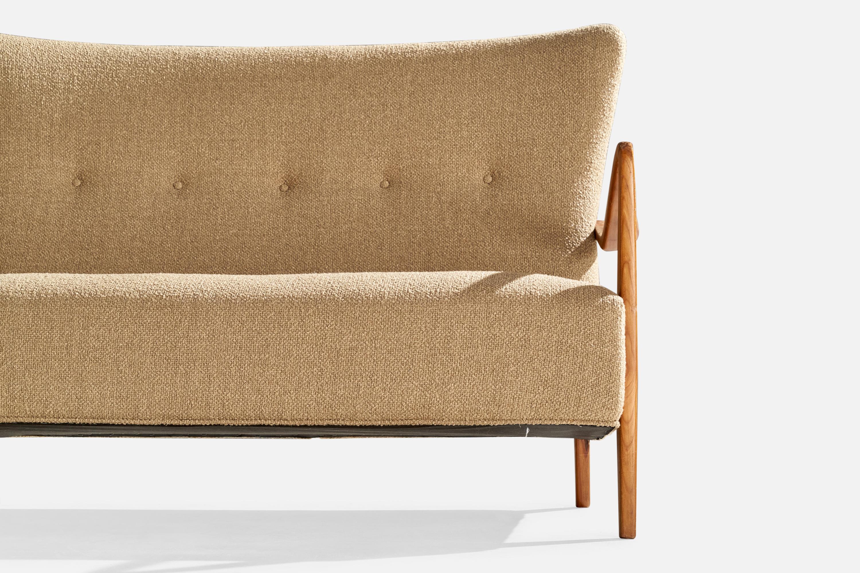 Designer italiano, divano, legno, tessuto, Italia, anni '1950 in vendita 1