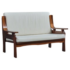 Italienische Designerin, Sofa, Holz, Stoff, Italien, 1960er Jahre