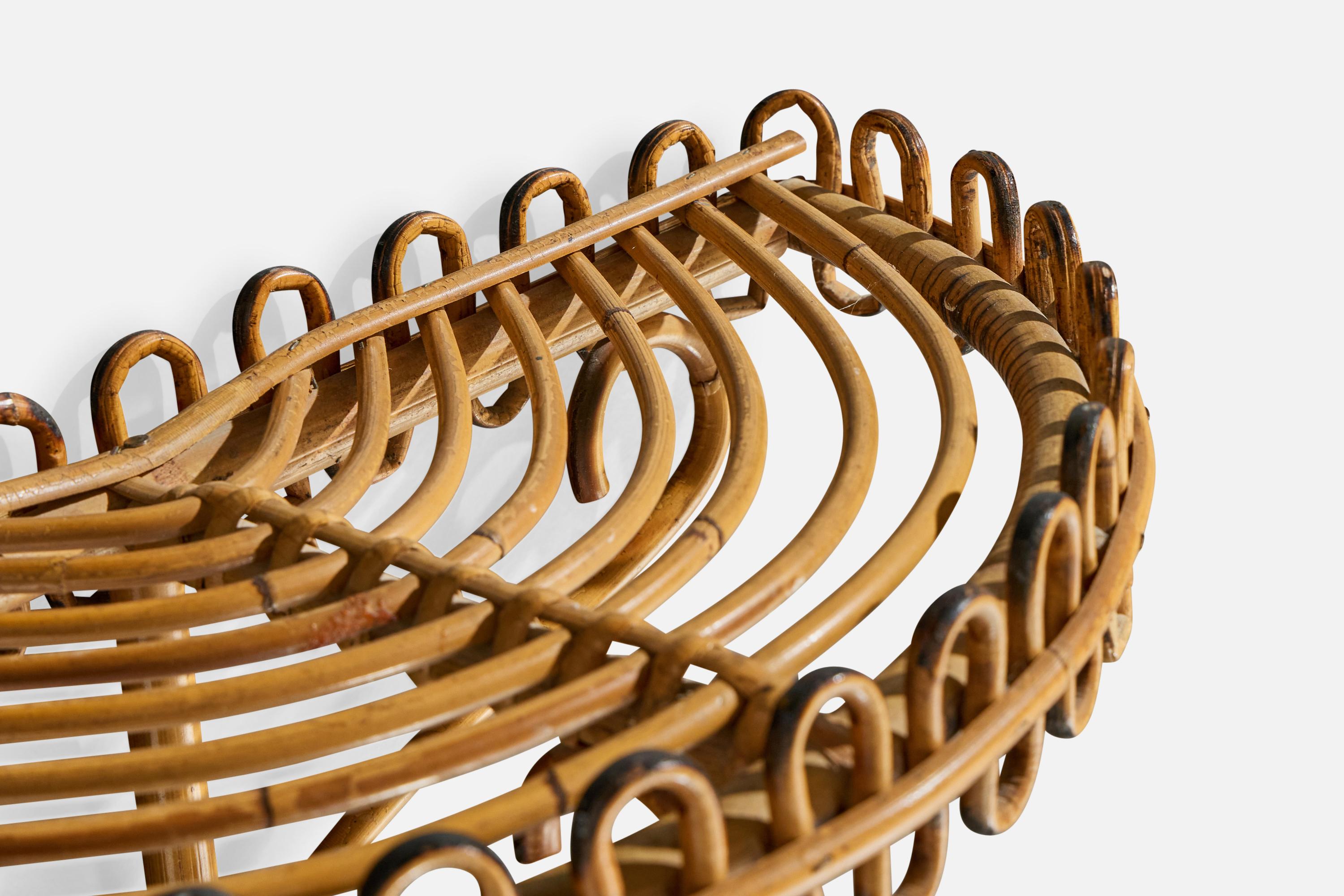 Italienischer Designer, Regal, Bambus, Rattan, Italien, 1960er (Mitte des 20. Jahrhunderts) im Angebot