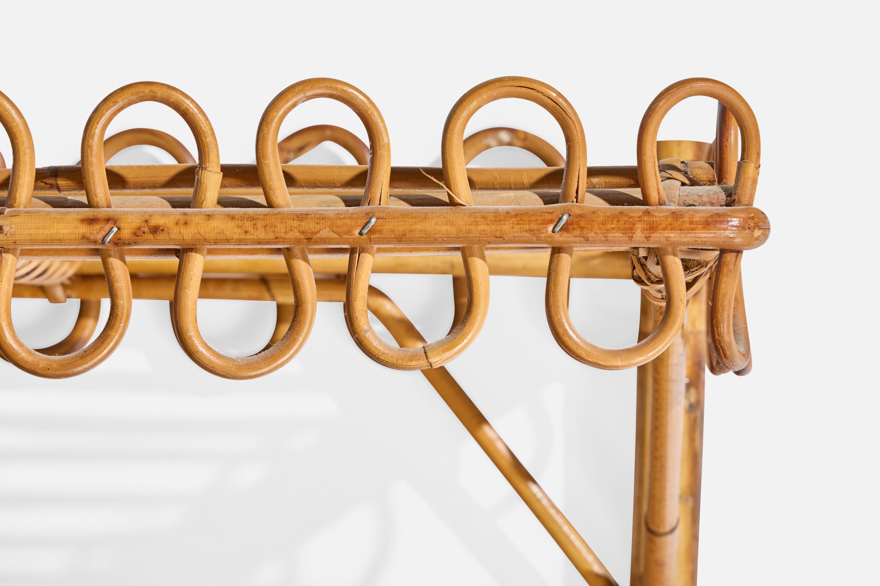 Diseñador italiano, estantería, bambú, ratán, Italia, años 60 Bambú en venta