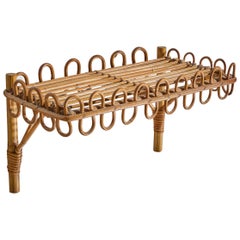 Italian Designer, Shelf, Bamboo, Rattan, Italy, 1960s