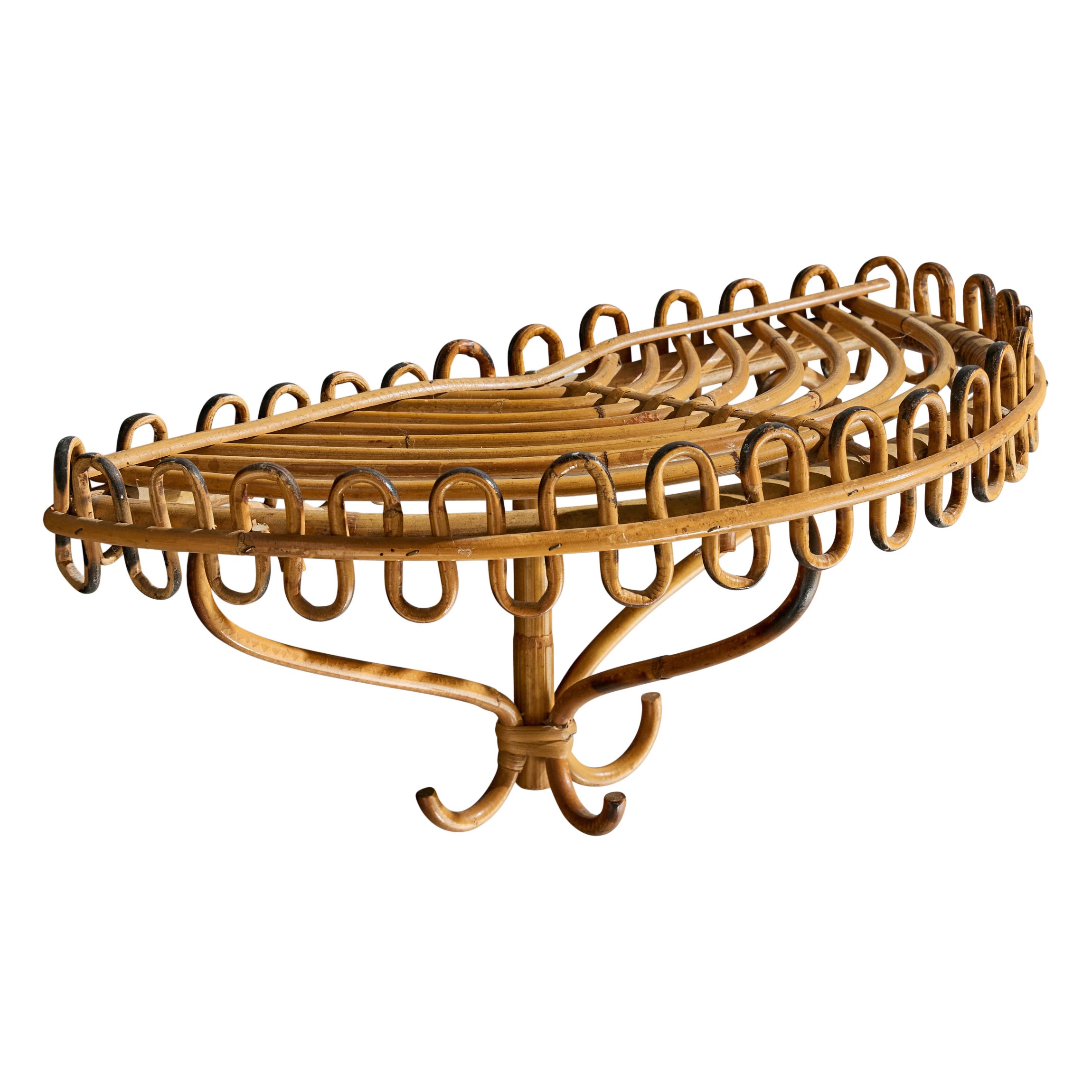 Italian Designer, Shelf, Bamboo, Rattan, Italy, 1960s
