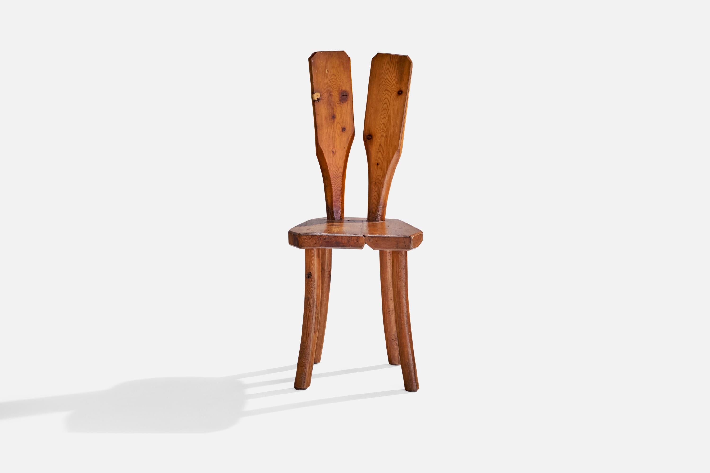 Mid-Century Modern Italian Designer, Side Chair, Pine, Italy, 1950s For Sale