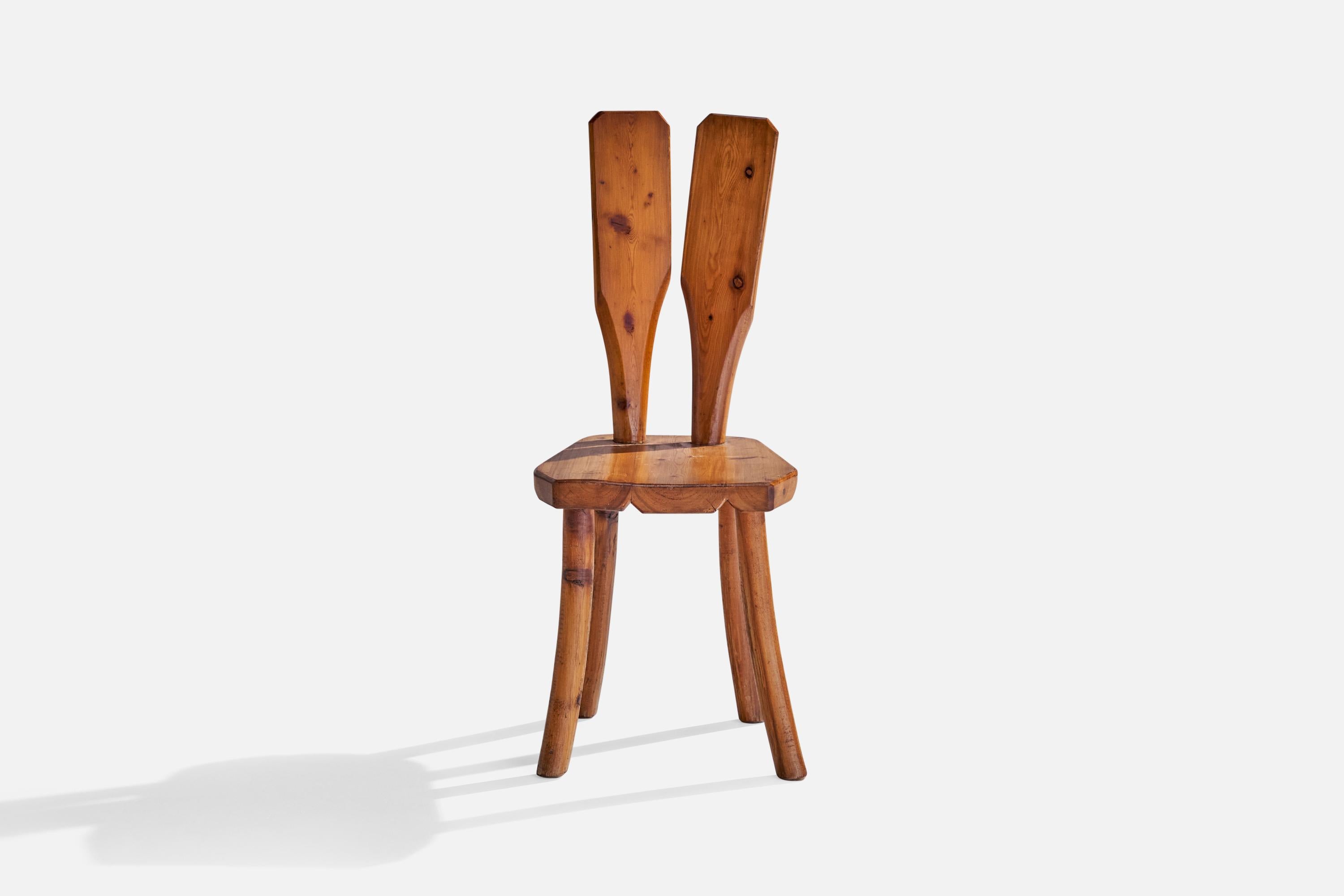 Modern Italian Designer, Side Chair, Pine, Italy, 1950s For Sale