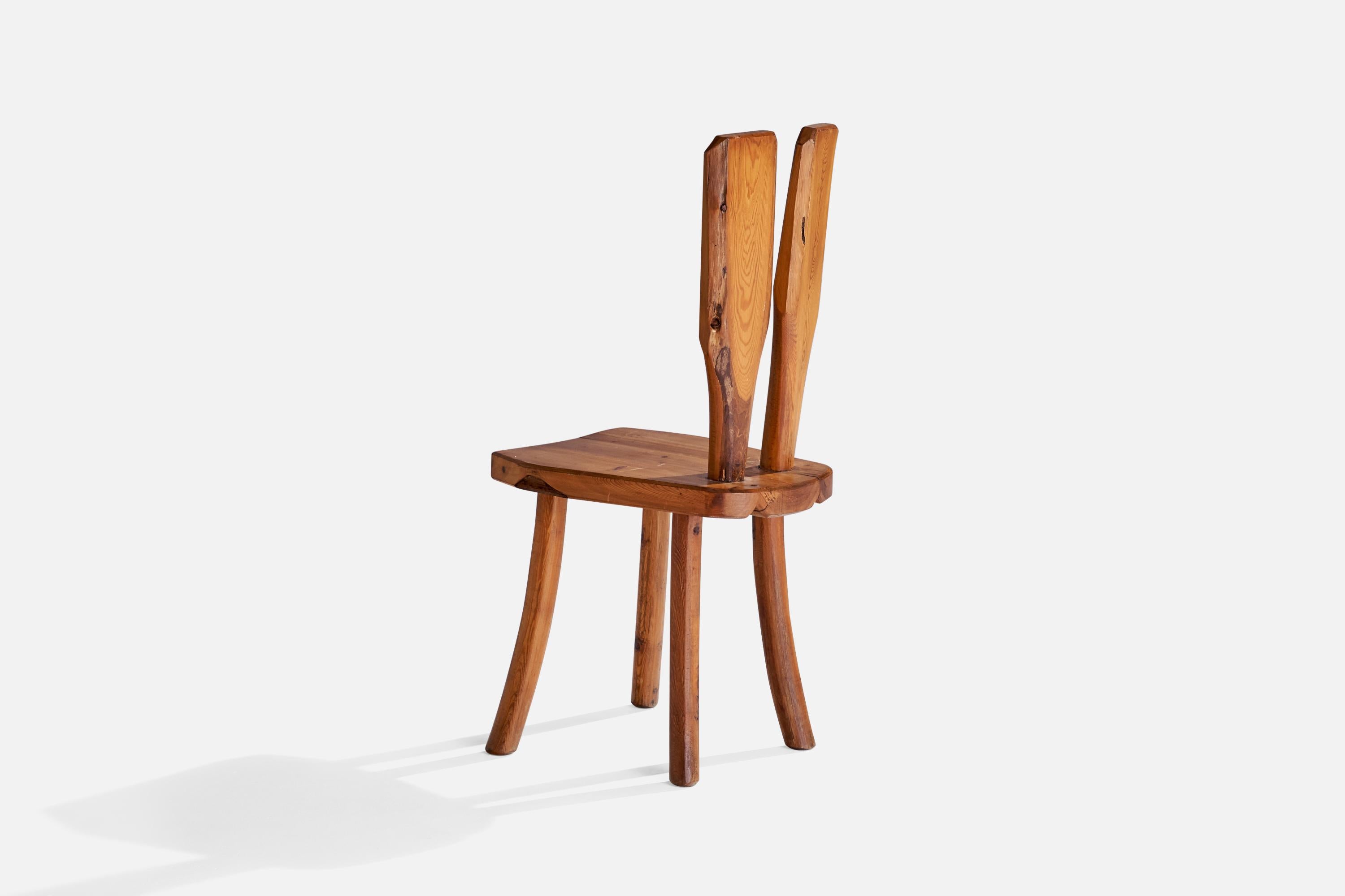 Mid-20th Century Italian Designer, Side Chair, Pine, Italy, 1950s For Sale