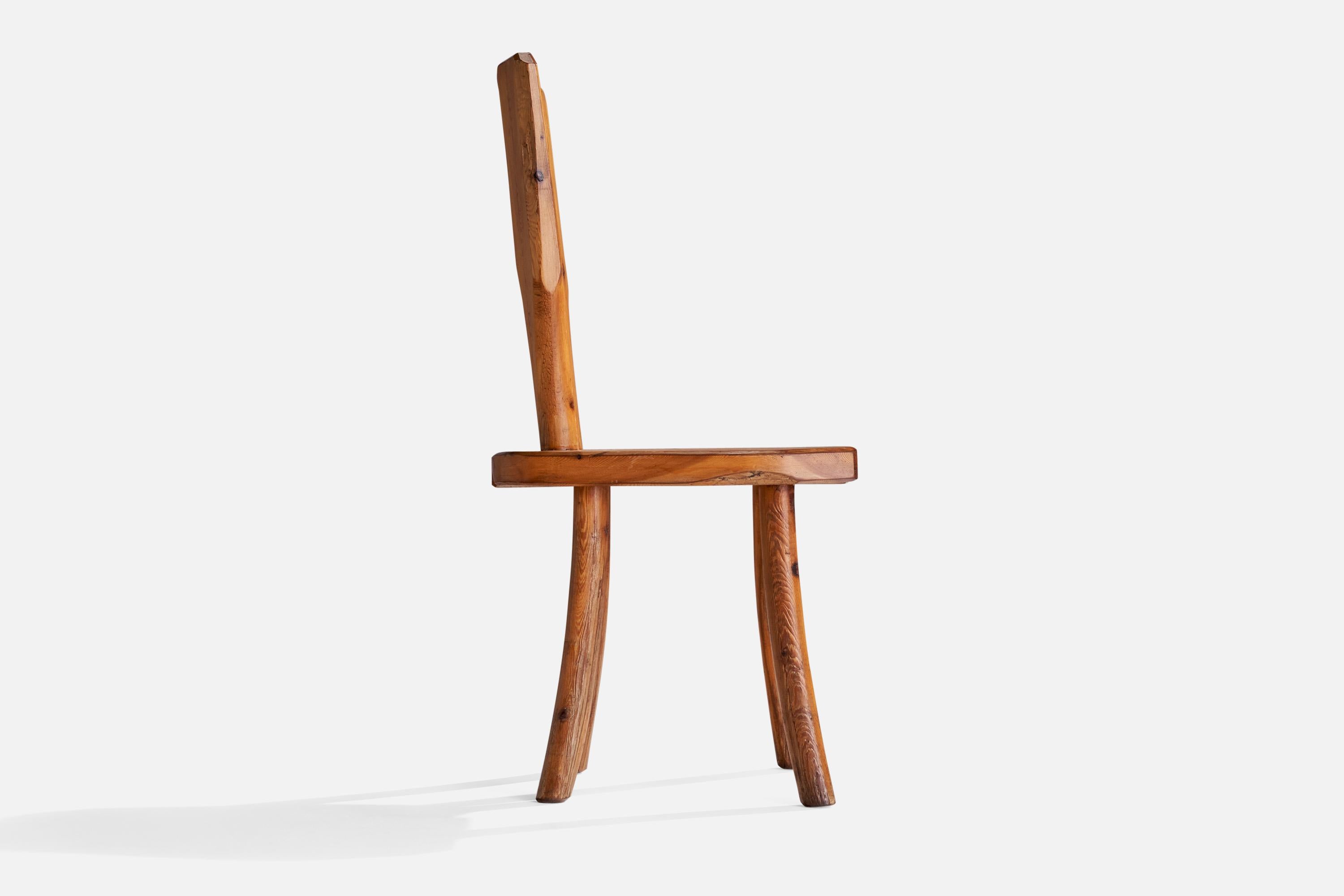 Italian Designer, Side Chair, Pine, Italy, 1950s For Sale 1