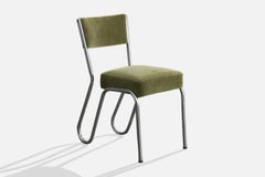 Diseñador italiano, silla auxiliar, acero, mohair, Italia, década de 1930