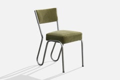 Diseñador italiano, silla auxiliar, acero, mohair, Italia, década de 1930