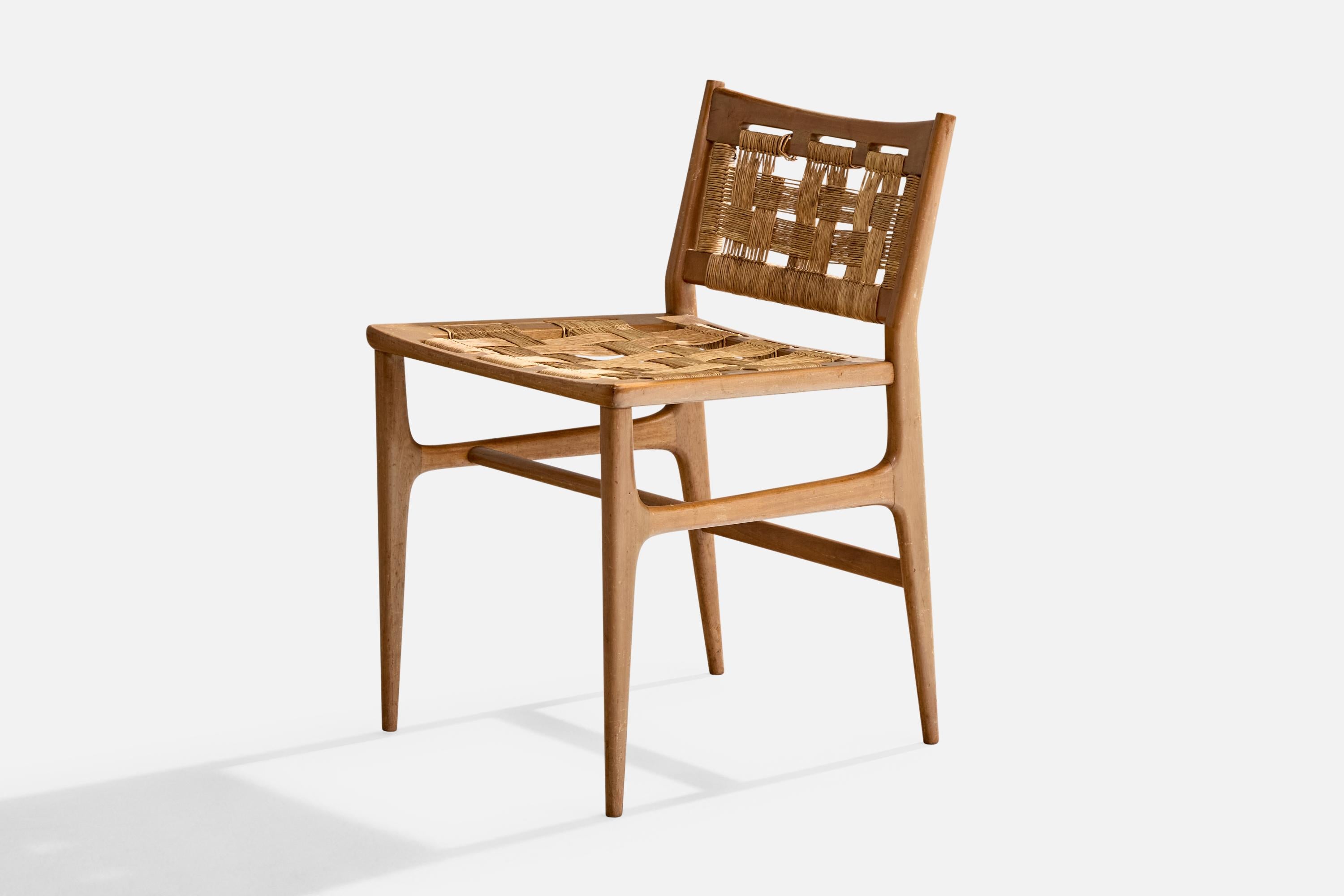 Diseñador italiano, Silla auxiliar, Madera, Rush, Italia, Años 50 Italiano en venta