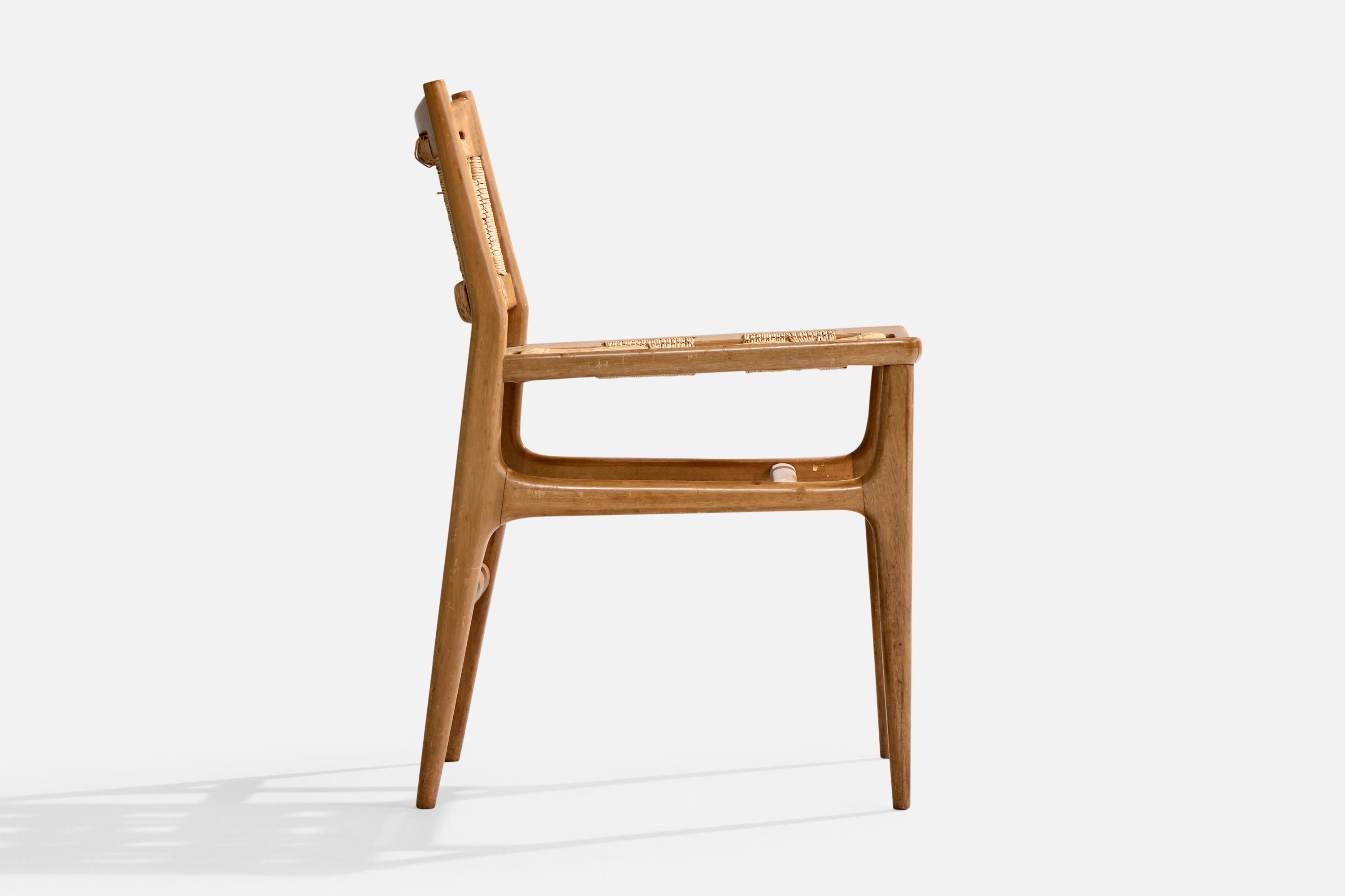 Diseñador italiano, Silla auxiliar, Madera, Rush, Italia, Años 50 mediados del siglo XX en venta