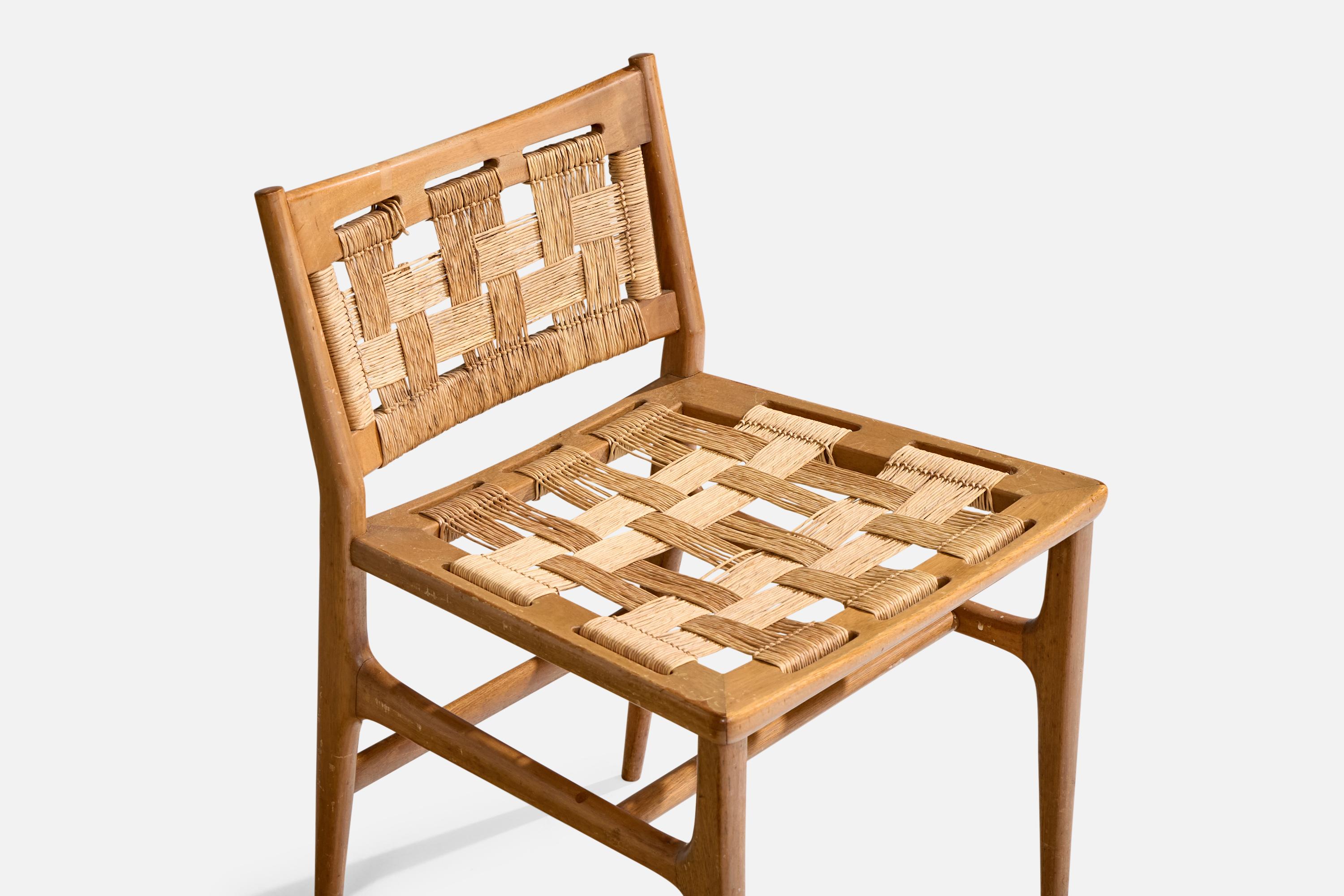 Diseñador italiano, Silla auxiliar, Madera, Rush, Italia, Años 50 en venta 1