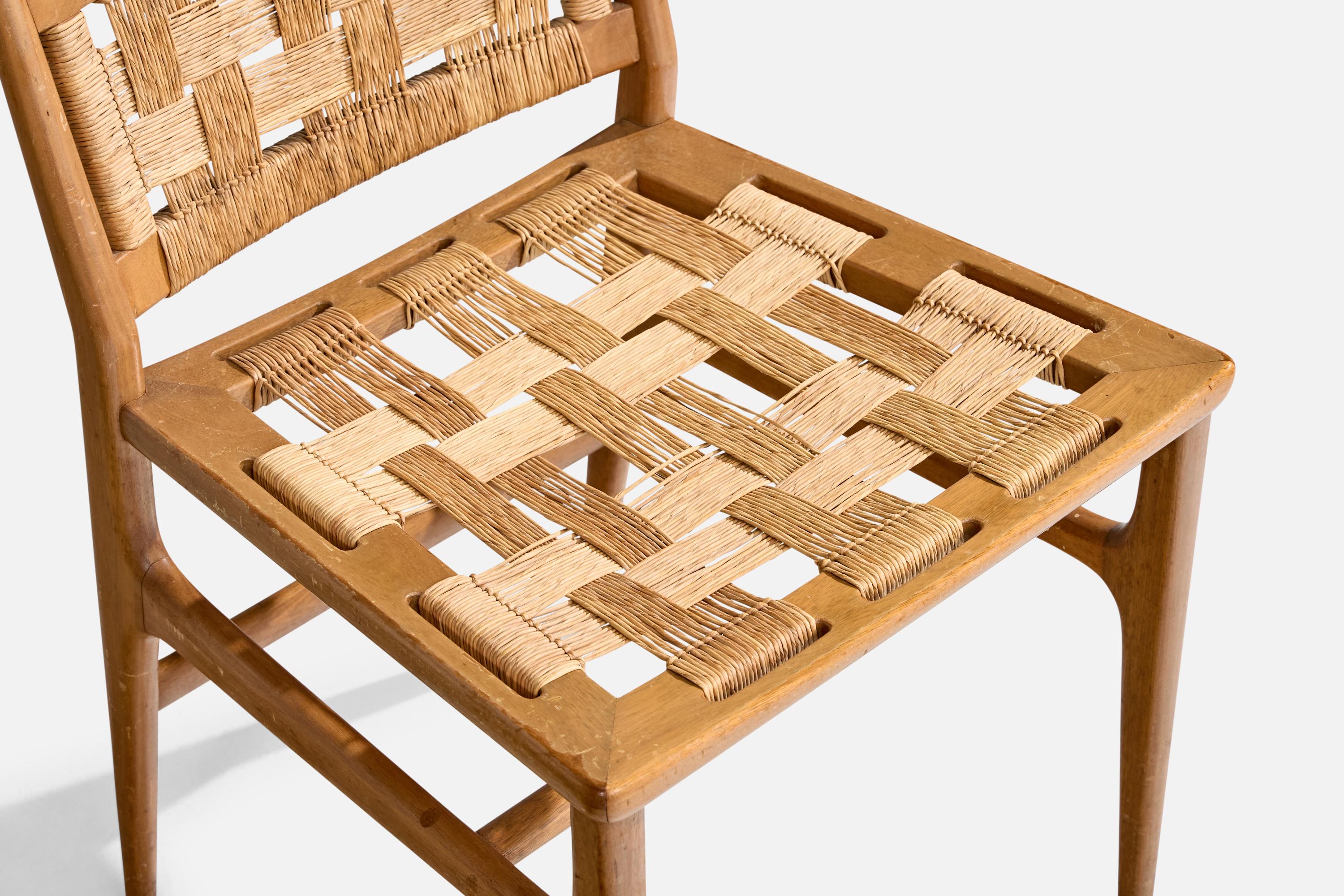 Diseñador italiano, Silla auxiliar, Madera, Rush, Italia, Años 50 en venta 3