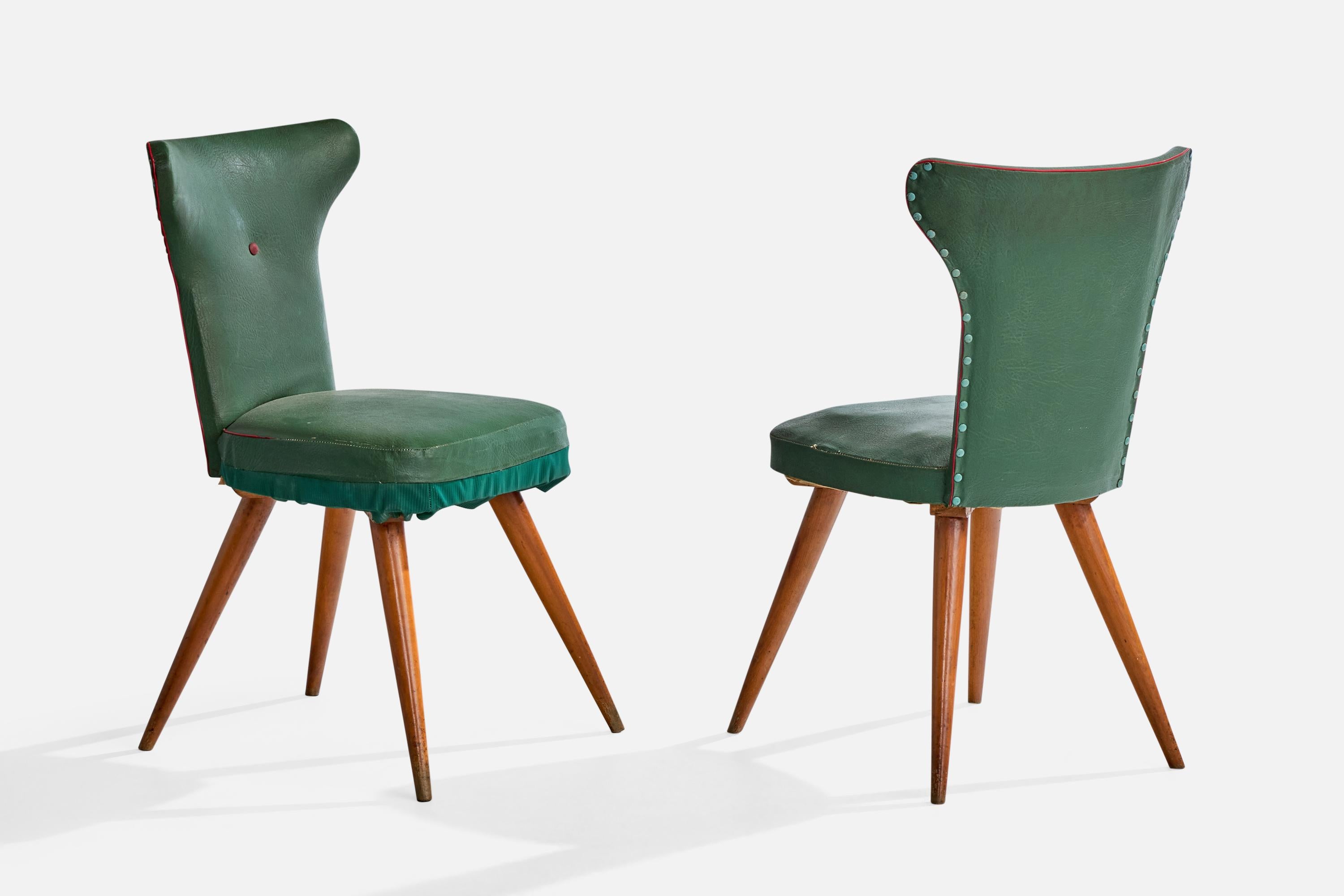 Tissu d'ameublement Chaises d'appoint de designer italien, Beeche, Skai, Italie, années 1950 en vente