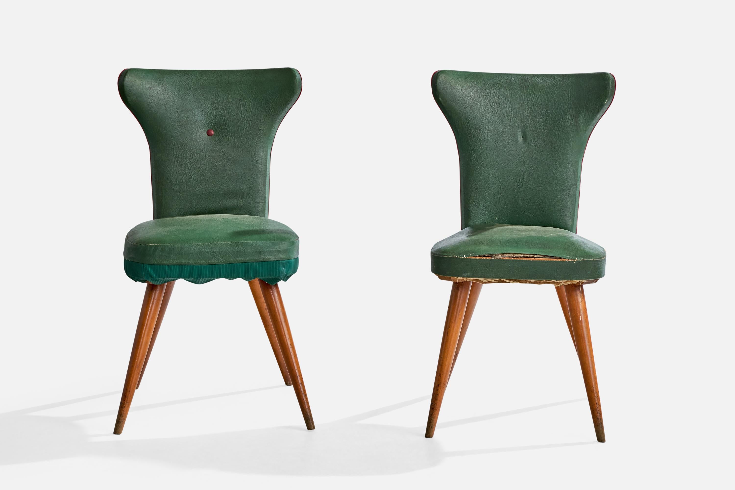 Chaises d'appoint de designer italien, Beeche, Skai, Italie, années 1950 en vente 1