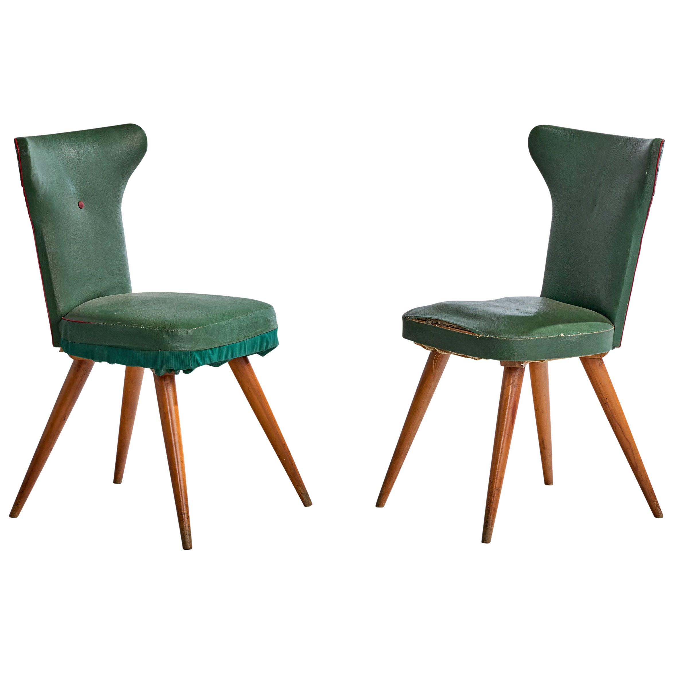 Chaises d'appoint de designer italien, Beeche, Skai, Italie, années 1950 en vente