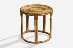 Italian Designer, Side Table, Bamboo, Rattan, Italy, 1960s