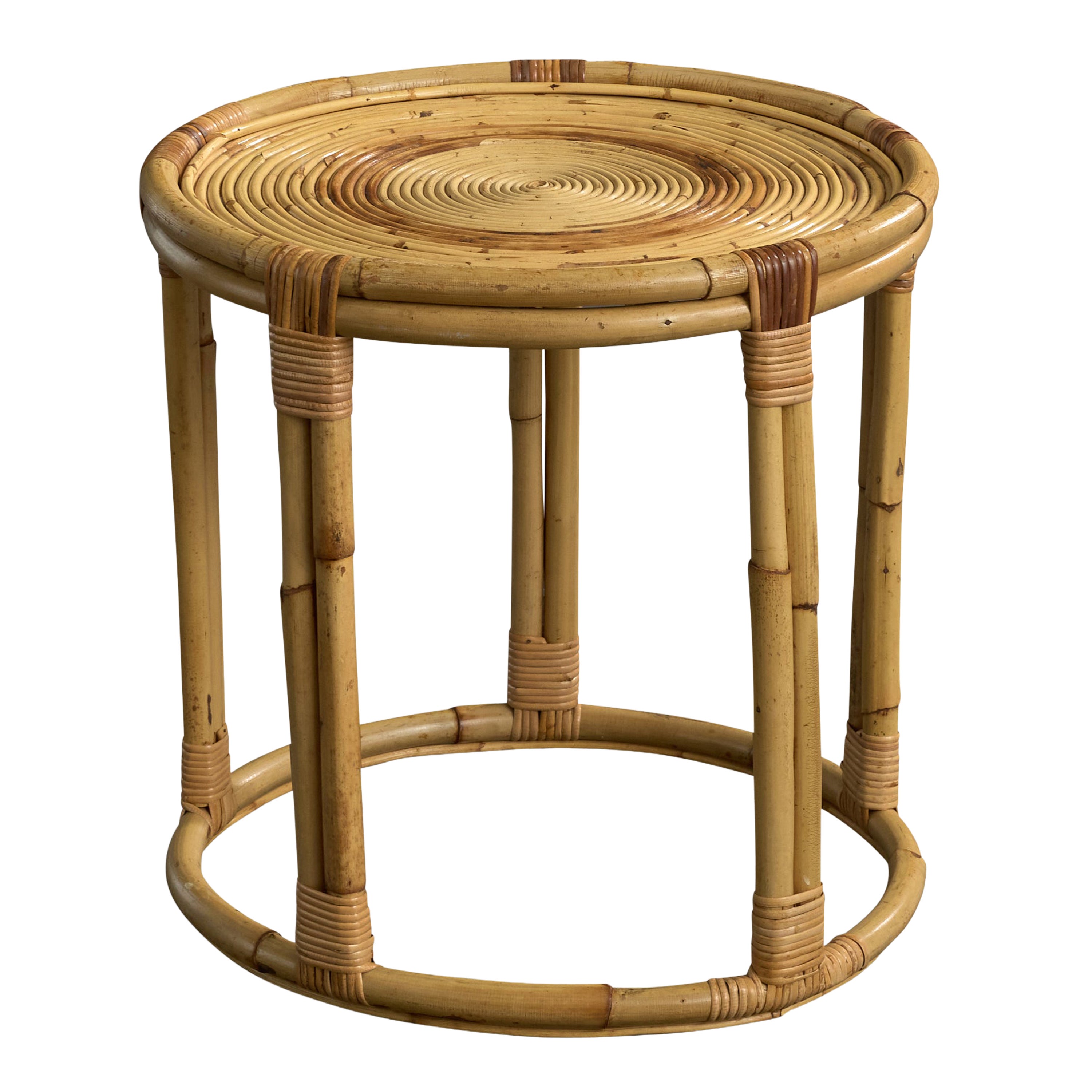 Italian Designer, Side Table, Bamboo, Rattan, Italy, 1960s