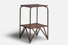 Tavolino di design italiano, metallo, legno, Italia, anni '30