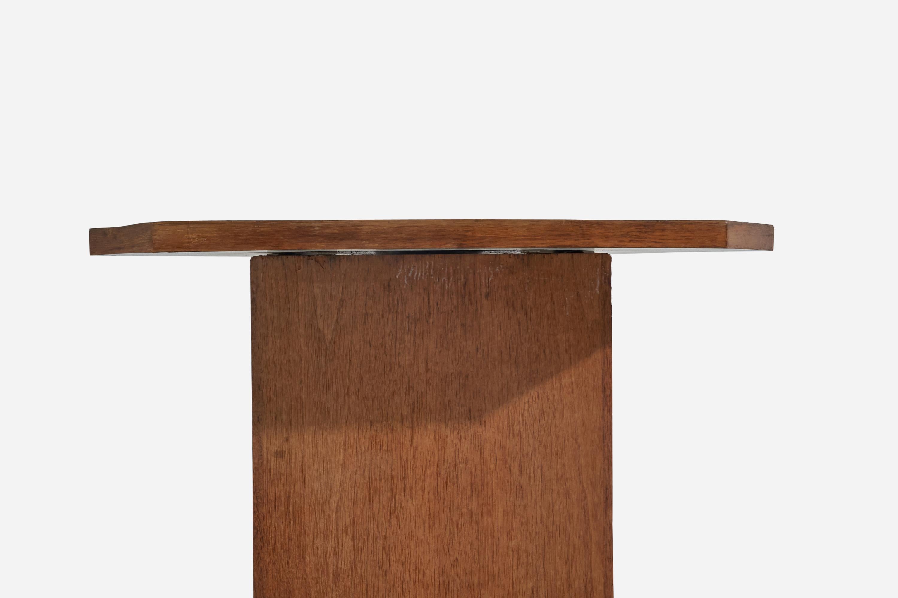 Italian Designer, Side Table, Oak, Copper, Italy, C. 1960s In Fair Condition In High Point, NC