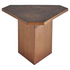 Italian Designer, Side Table, Oak, Copper, Italy, C. 1960s
