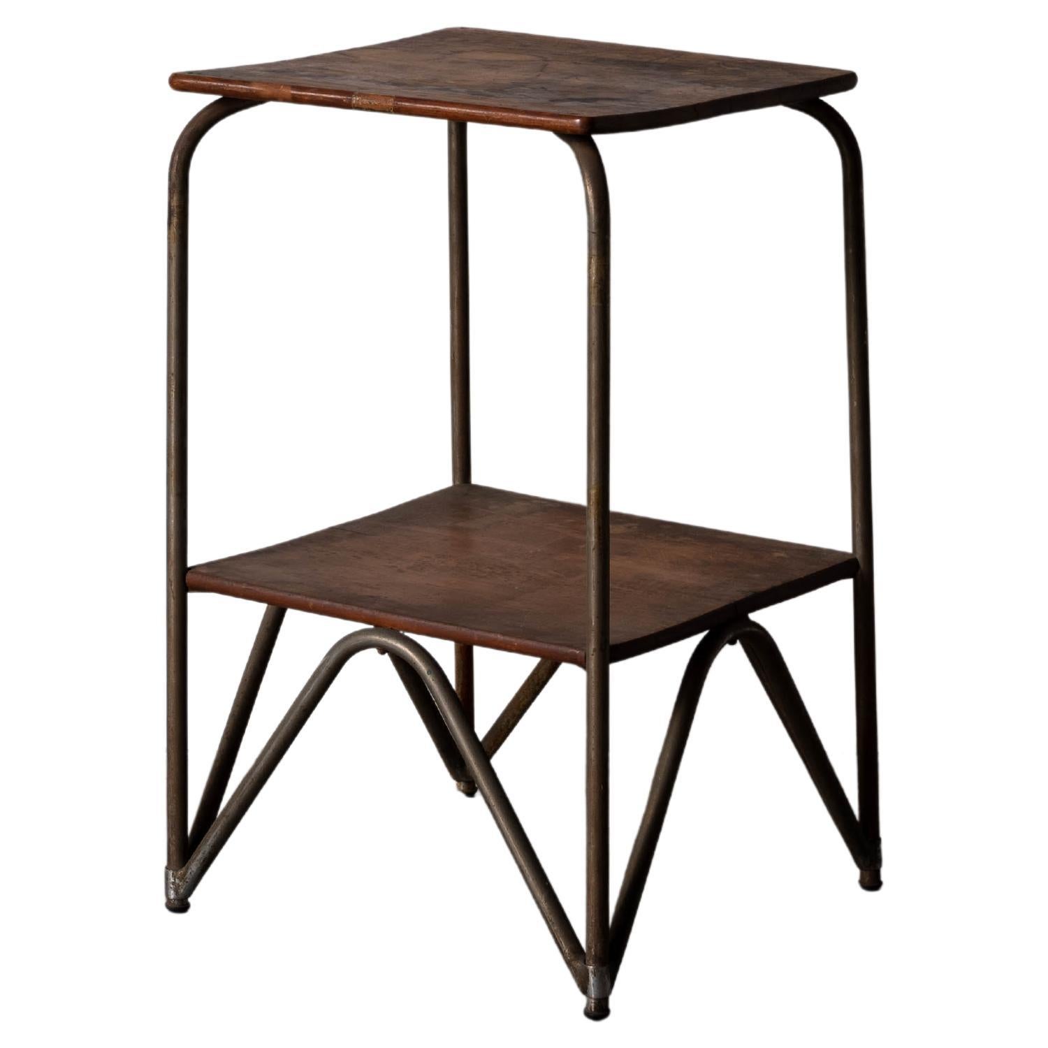 Italian Designer, Side Table or End Table, Iron, Walnut, Italy, 1930s