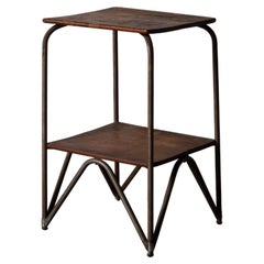 Vintage Italian Designer, Side Table or End Table, Iron, Walnut, Italy, 1930s