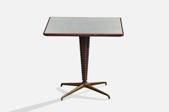 Italian Designer, Side Table, Wood, Brass, Italy, 1950s