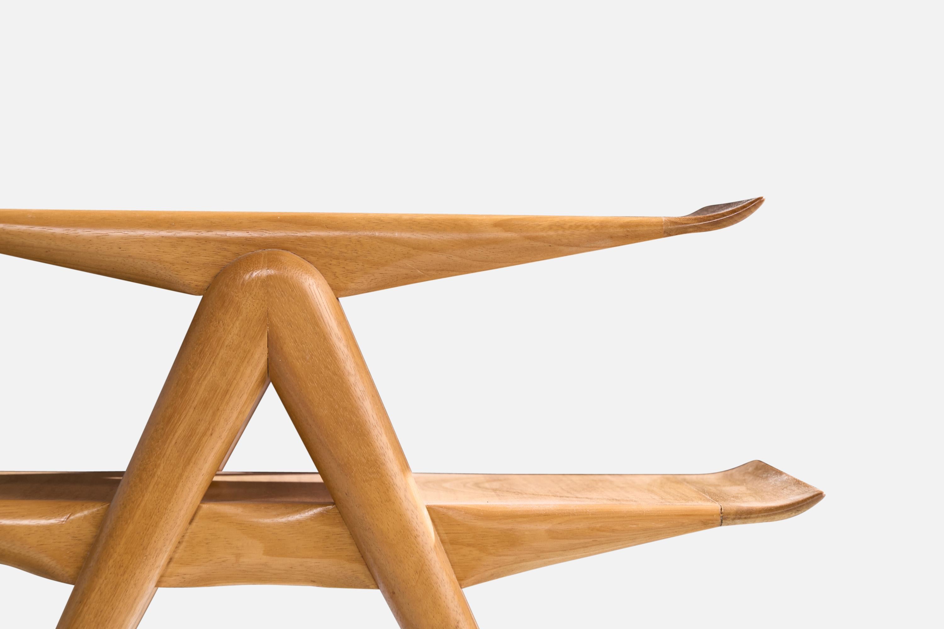 Italian Designer, Side Table, Wood, Brass, Italy, 1950s For Sale 2