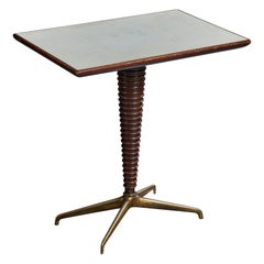 Tavolino di design italiano, Wood, Ottone, Italia, anni '50