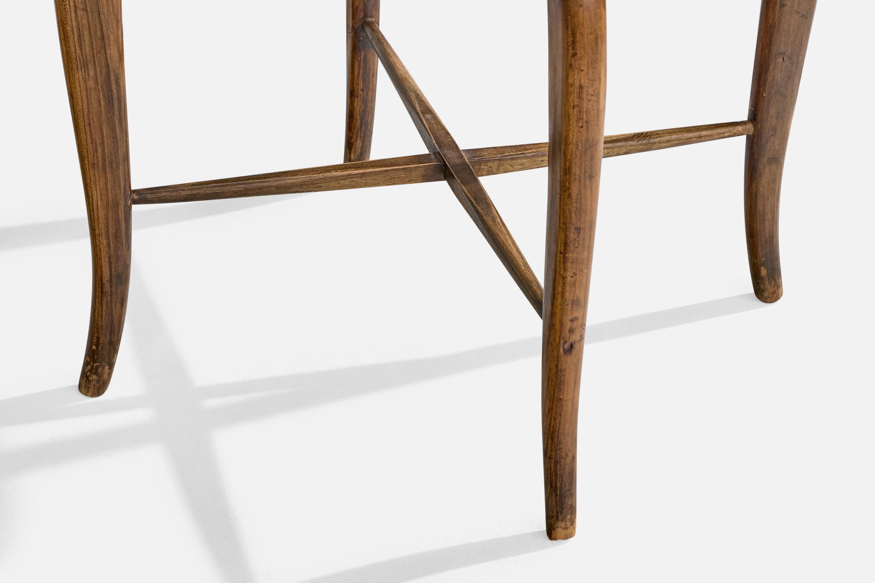 Designer italien, table d'appoint, Wood, verre, Italie, années 1950 en vente 4