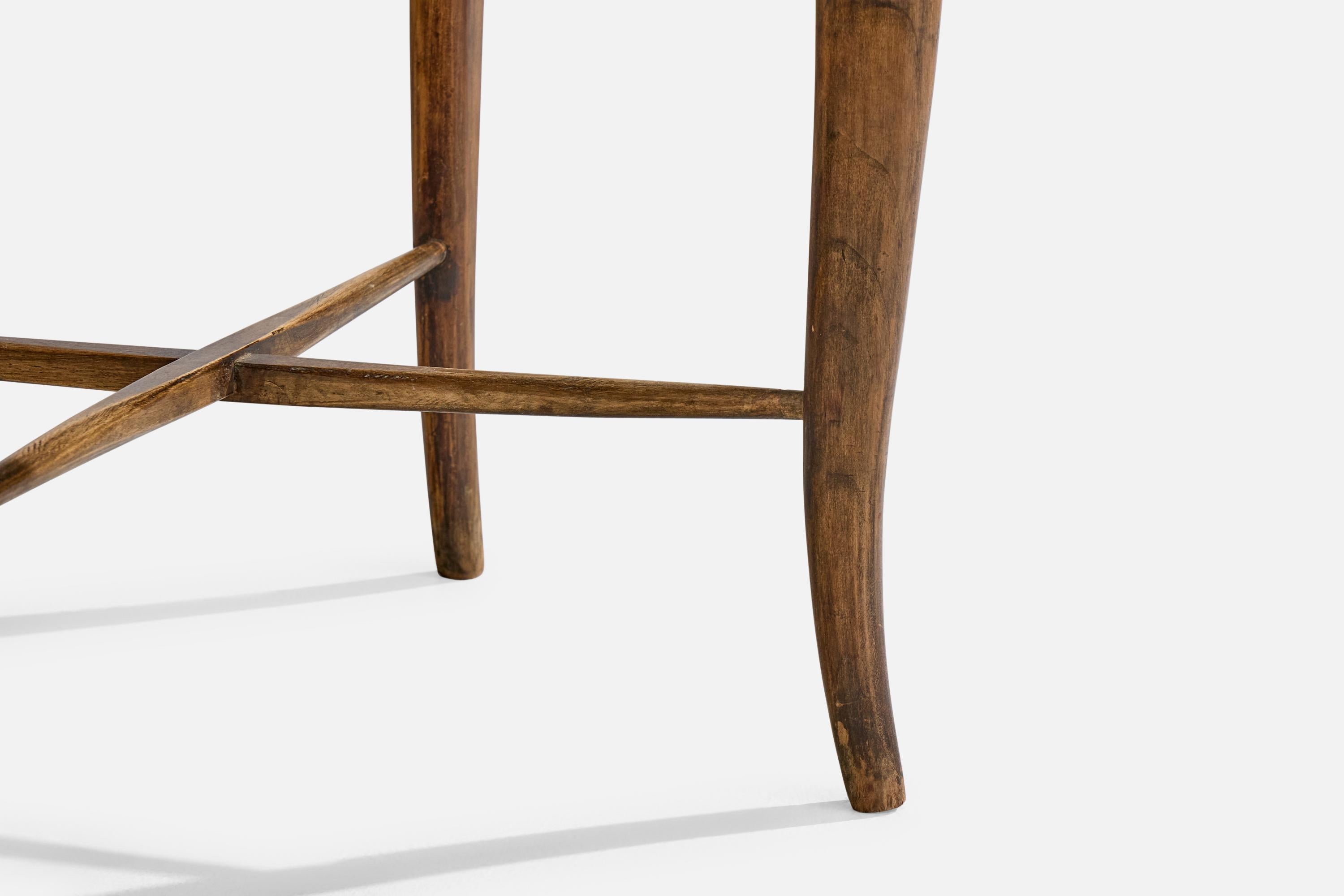 Designer italien, table d'appoint, Wood, verre, Italie, années 1950 en vente 5