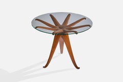 Italian Designer, Side Table, Wood, Glass, Italy, 1950s