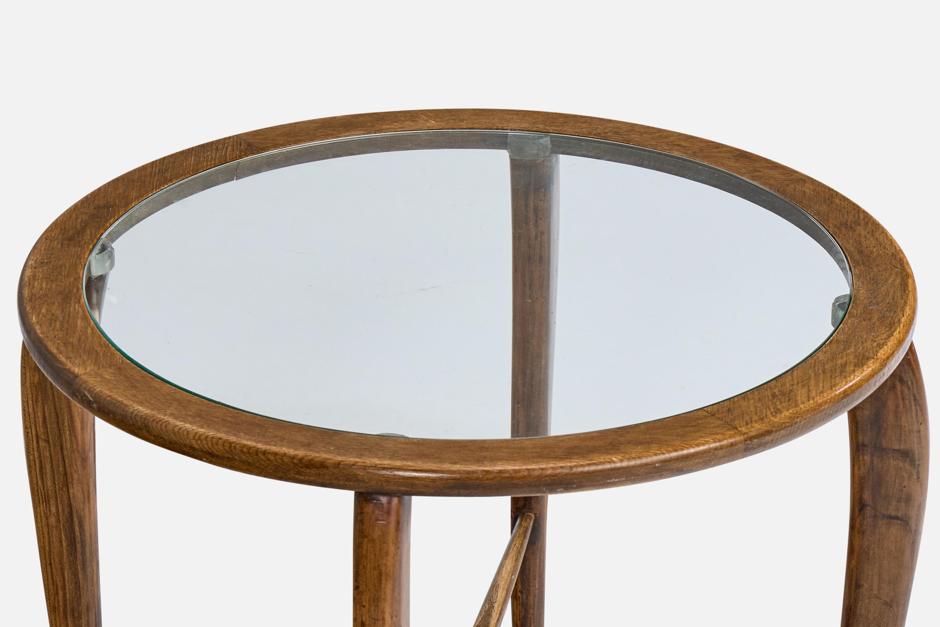 Verre Designer italien, table d'appoint, Wood, verre, Italie, années 1950 en vente