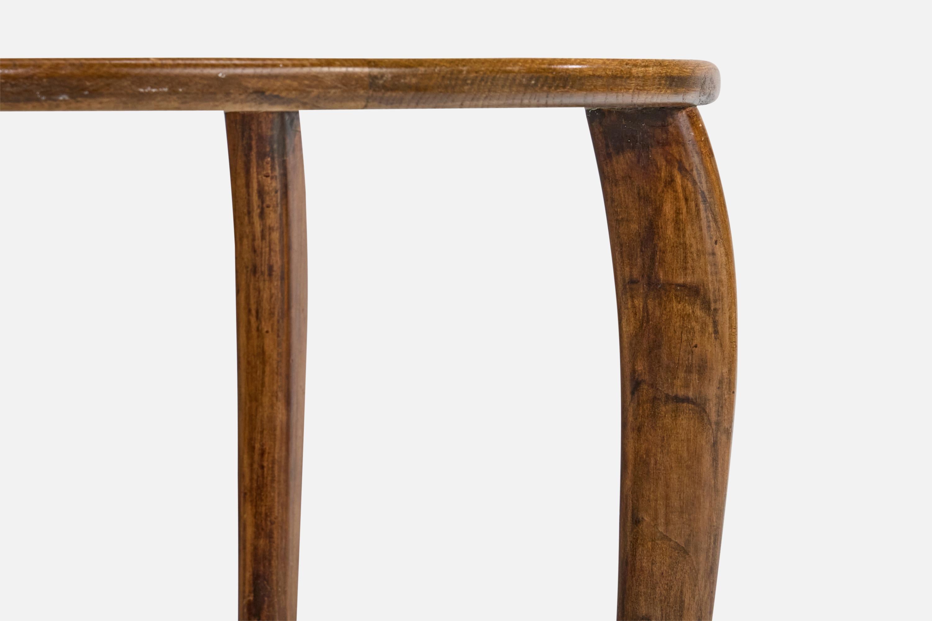Designer italien, table d'appoint, Wood, verre, Italie, années 1950 en vente 3