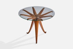 Italian Designer, Side Table, Wood, Glass, Italy, 1950s