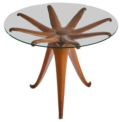 Italian Designer, Side Table, Wood, Glass, Italy, 1950s