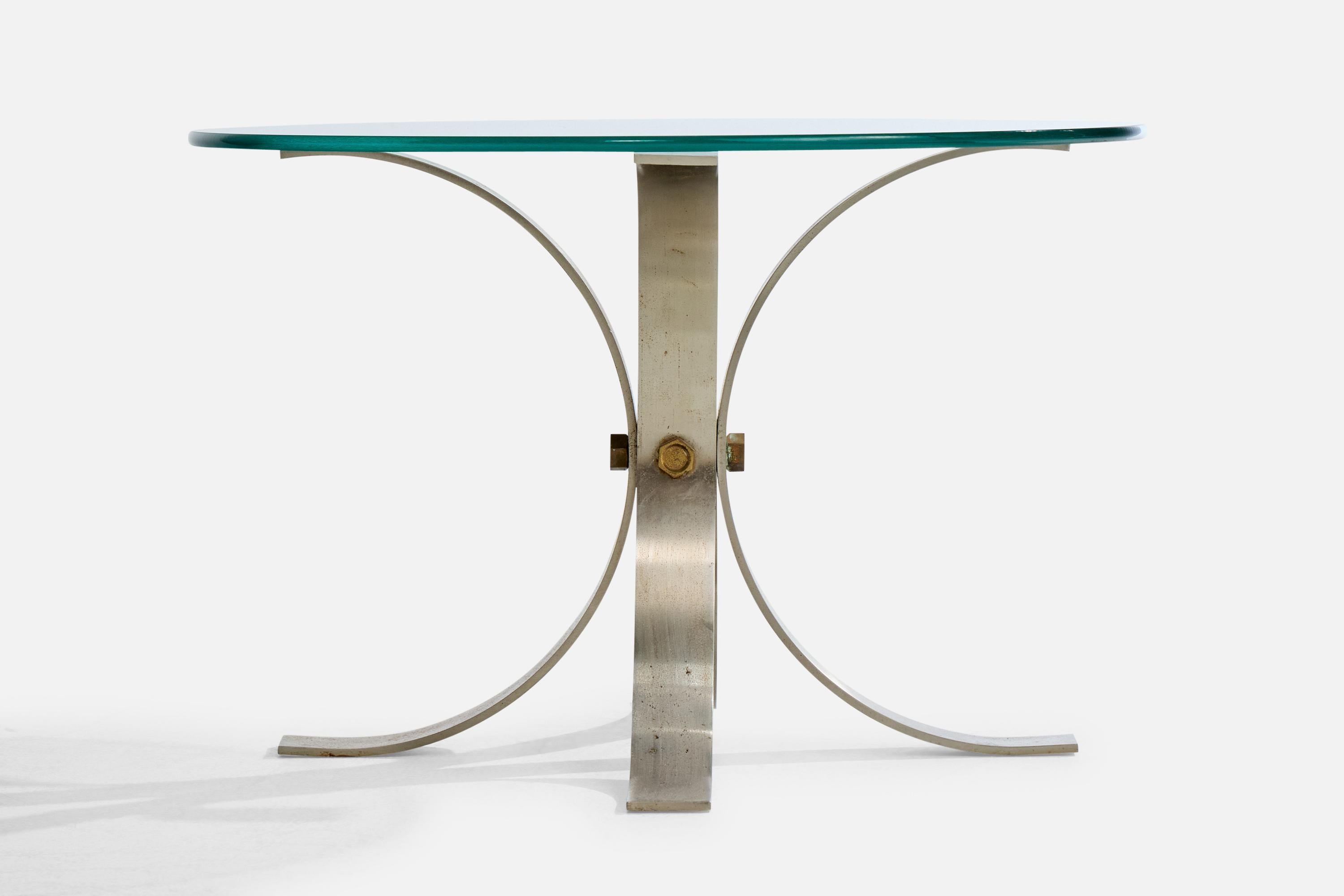 Diseñador italiano, Mesas auxiliares, Acero, Cristal, Italia, Años 60 en Bueno estado para la venta en High Point, NC