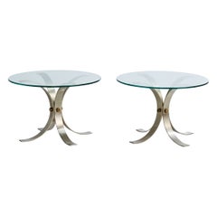 Italian Designer, Side Tables, Steel, Glass, Italy, 1960s