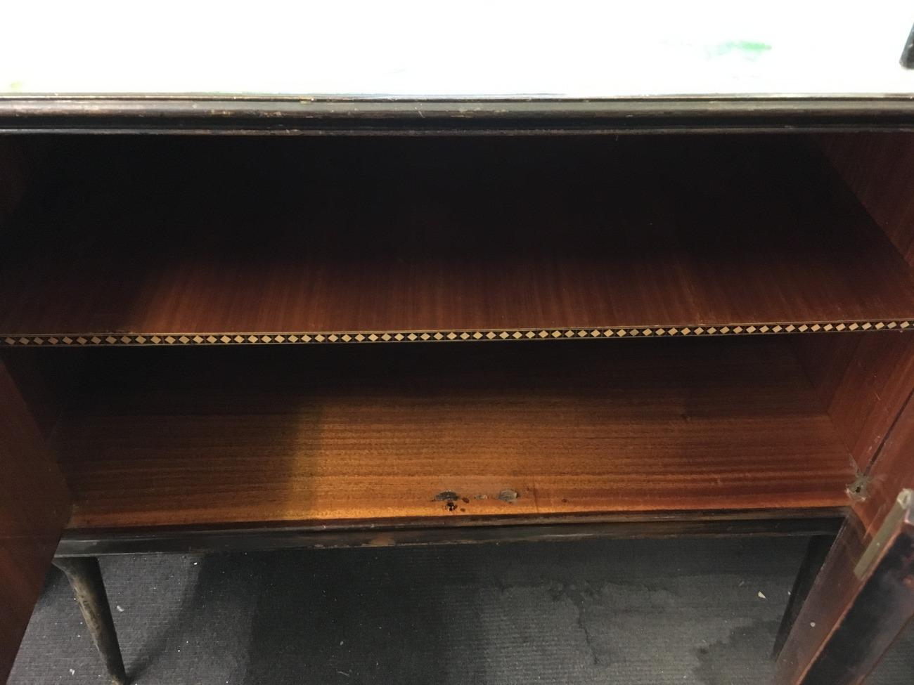 Mid-Century Modern Walnut Italian Sideboard, Green Marble Effect Glass Top In Good Condition In Cranbrook, Kent