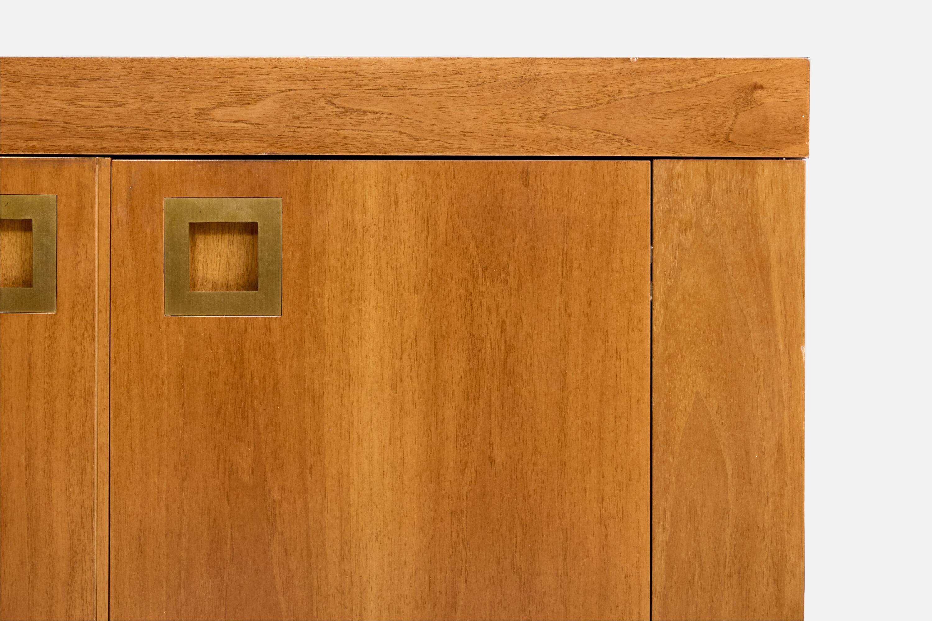 Italian Designer, Sideboard, Teak, Brass, Italy, 1970s For Sale 7